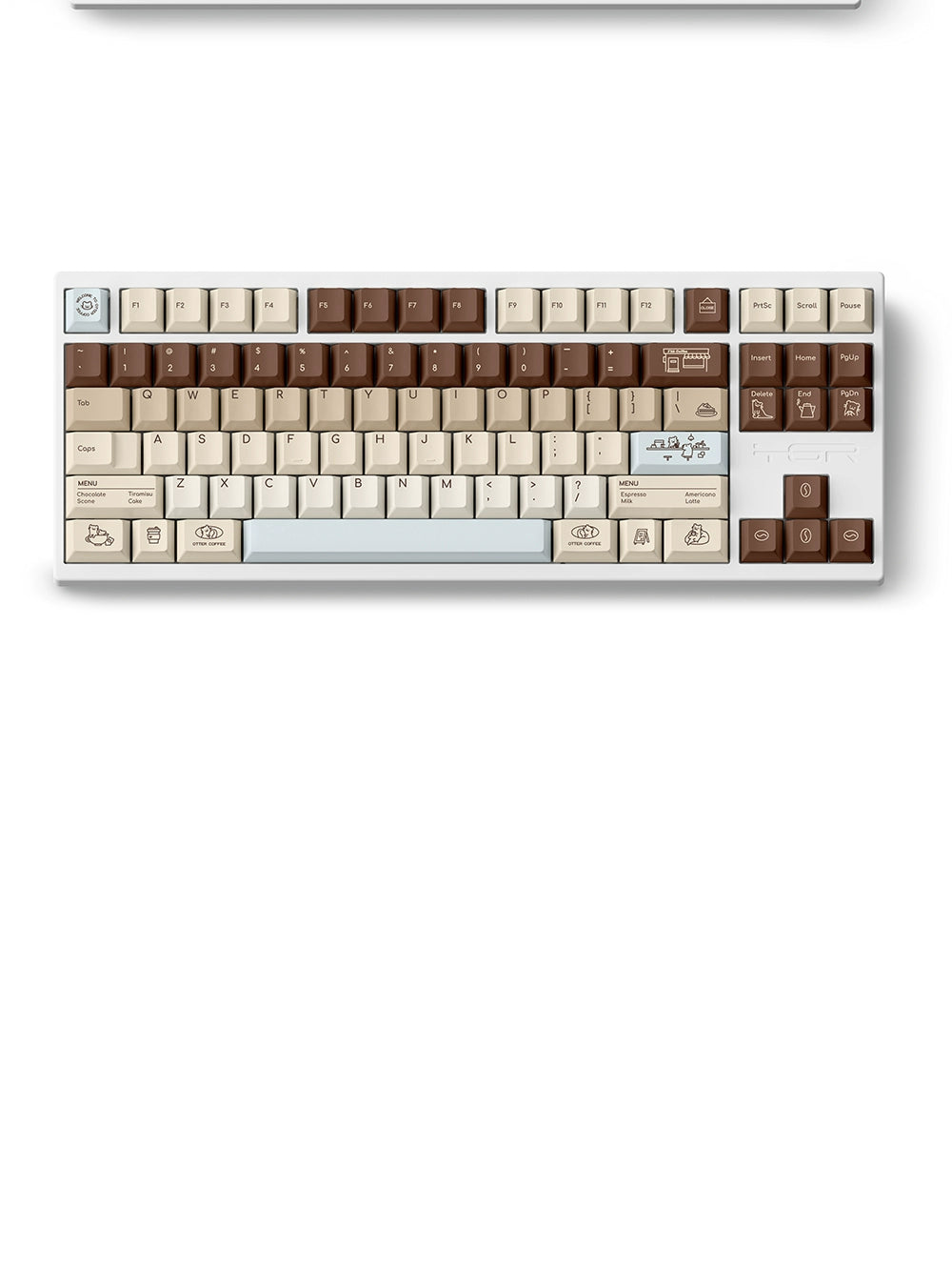 049 Cute Otter Coffee Brown Beige Kapibara Keycaps Cherry Profile FBB Designed 145 Keys 1.6mm Thickness