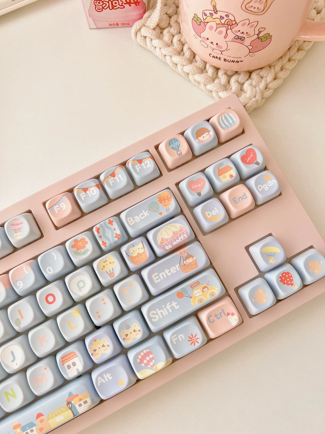 070 Pale Blue Hot Air Balloon MOA Profile 141 Keys Customized Mechanical Keyboard Keycaps