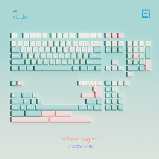 #0179 Winter Angler Tifffany Blue Gradual Change Pink Keycap Cherry Profile Designed By ET