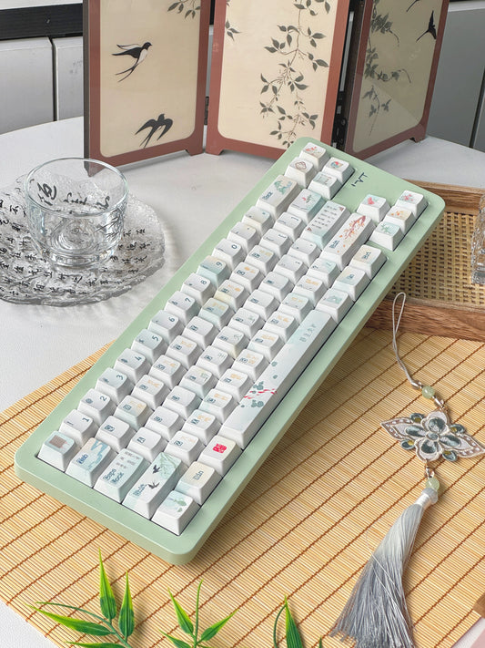 #0228 Floating Life Memoirs Pink Green Chinese Ancient Style Fresh Keycap Cherry Profile Designed By MoCoo（not including keyboard）