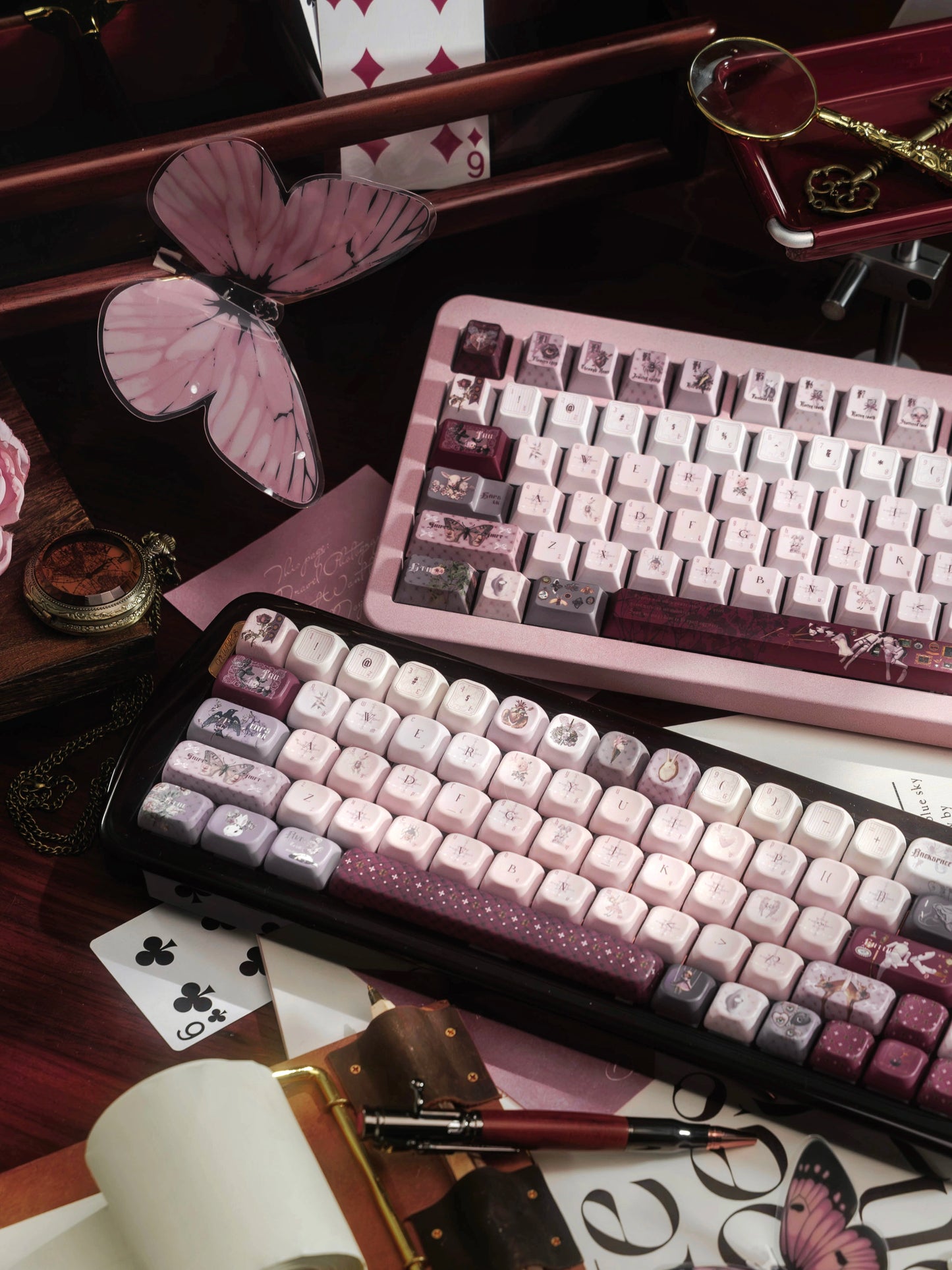 #0249 The Moth's Dream Keycaps Rose Red Grey Cherry /foa Profile (not including keyboard)