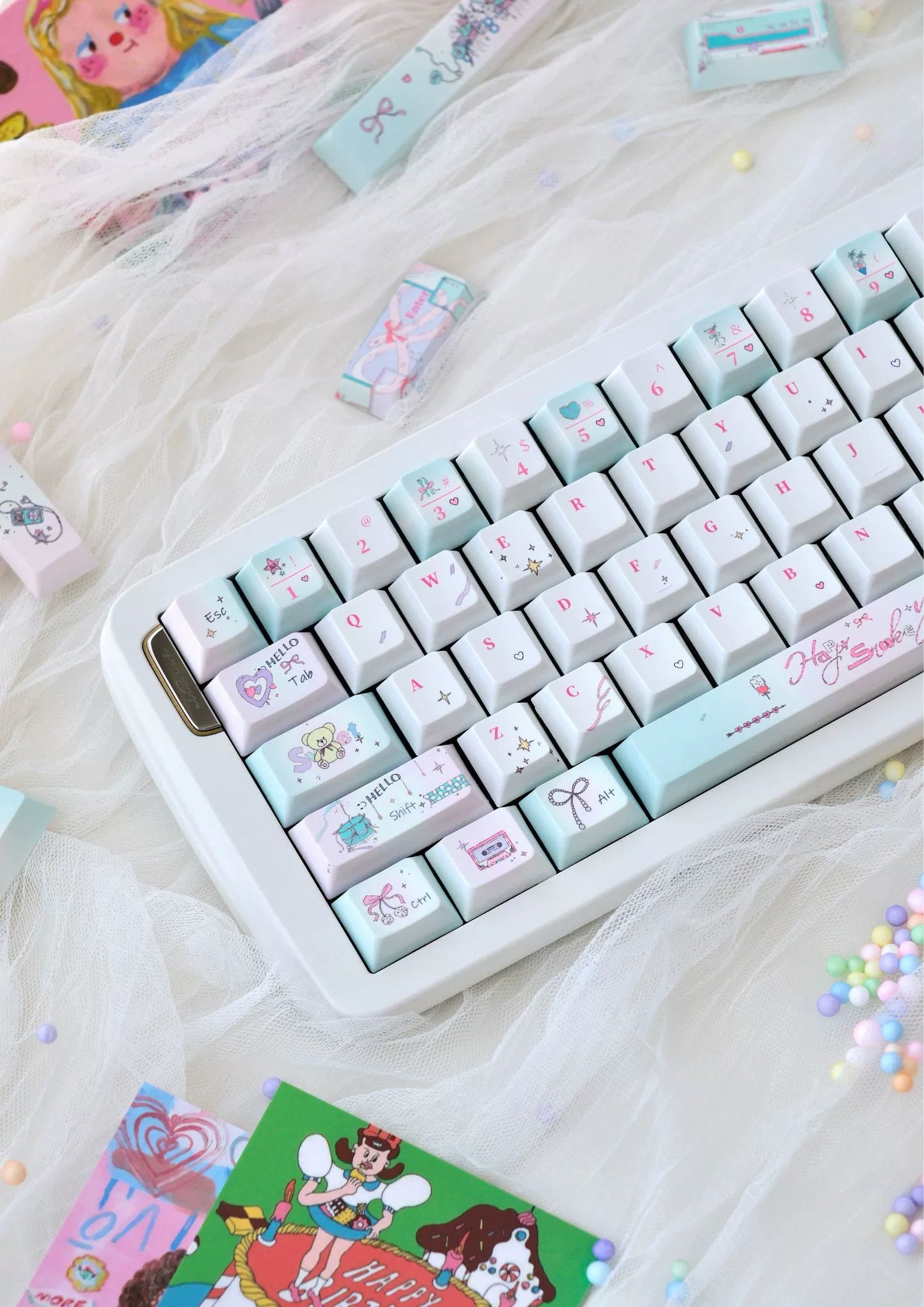 #0225 Green Jubilee Mint Keycap Cherry Profile Designed By LilyX Labs（not including keyboard)