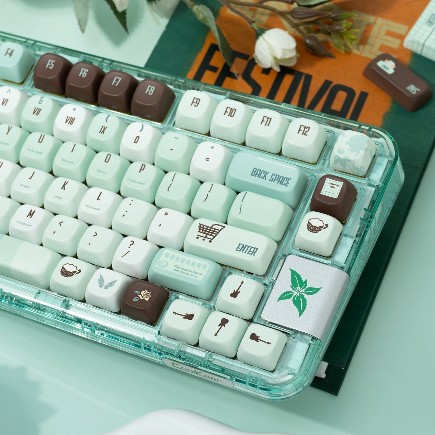 #0241 Mint Chocolate Mambo Keycap Green Brown Keycap Cherry Profile (not including keyboard)