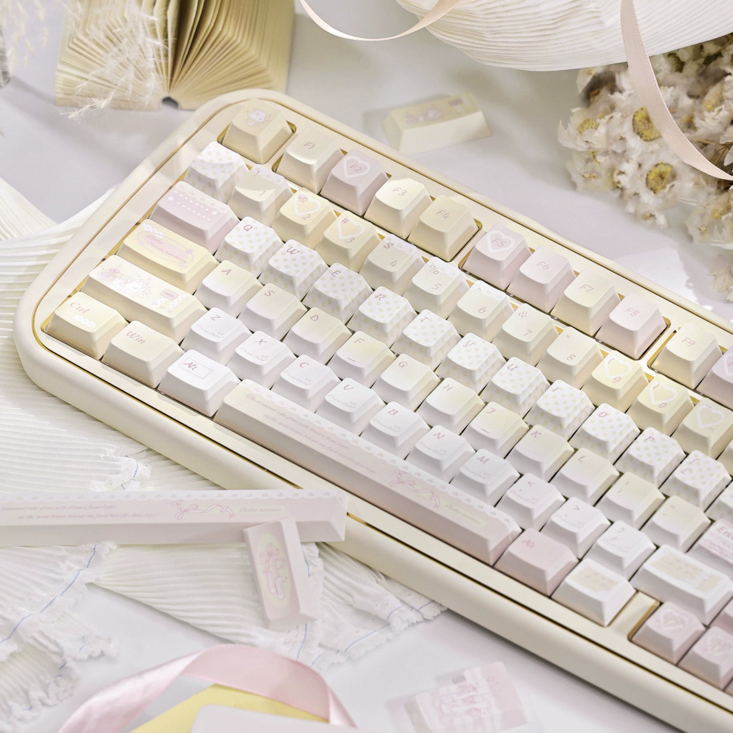 #0217 Summer Dream Fresh Cute Ballet Yellow Pink Keycap Designed By Bluebird(not including keyboard)