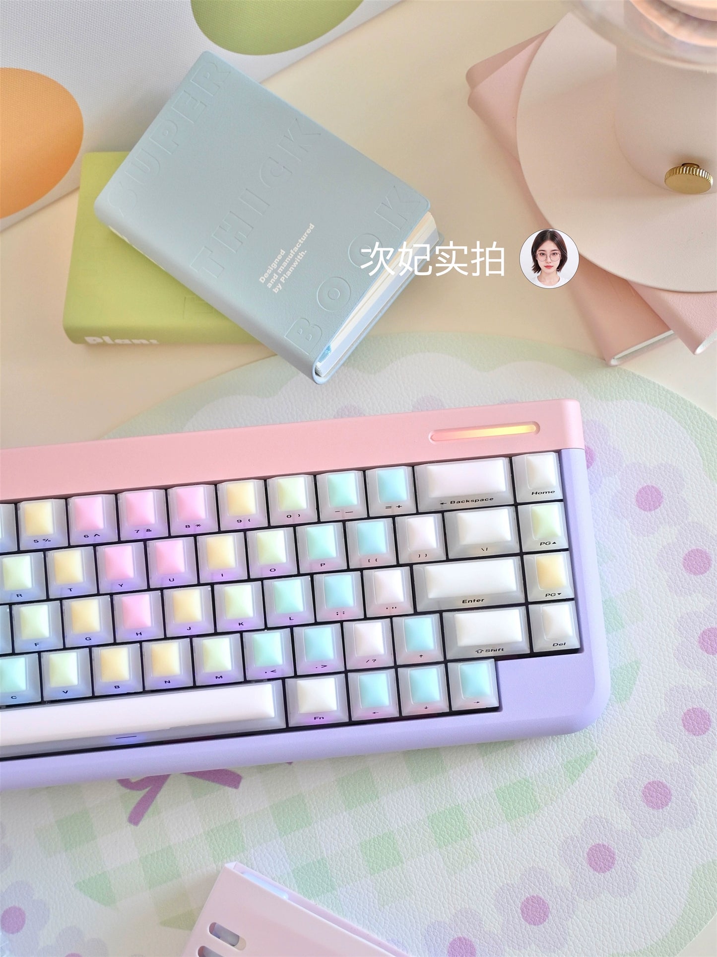 114 Rainbow Fudge Keycaps Fog Clear Silicone Material Soft Bounce Cute Keycaps Cherry Profile 124-key Side-print