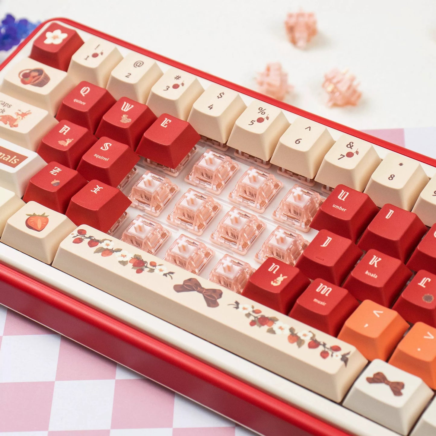 UR65 Blue/Pink/Red Mechanical Customized Keyboard (Tri-mode Gasket Hot Swap RGB Support QMK/VIA)
