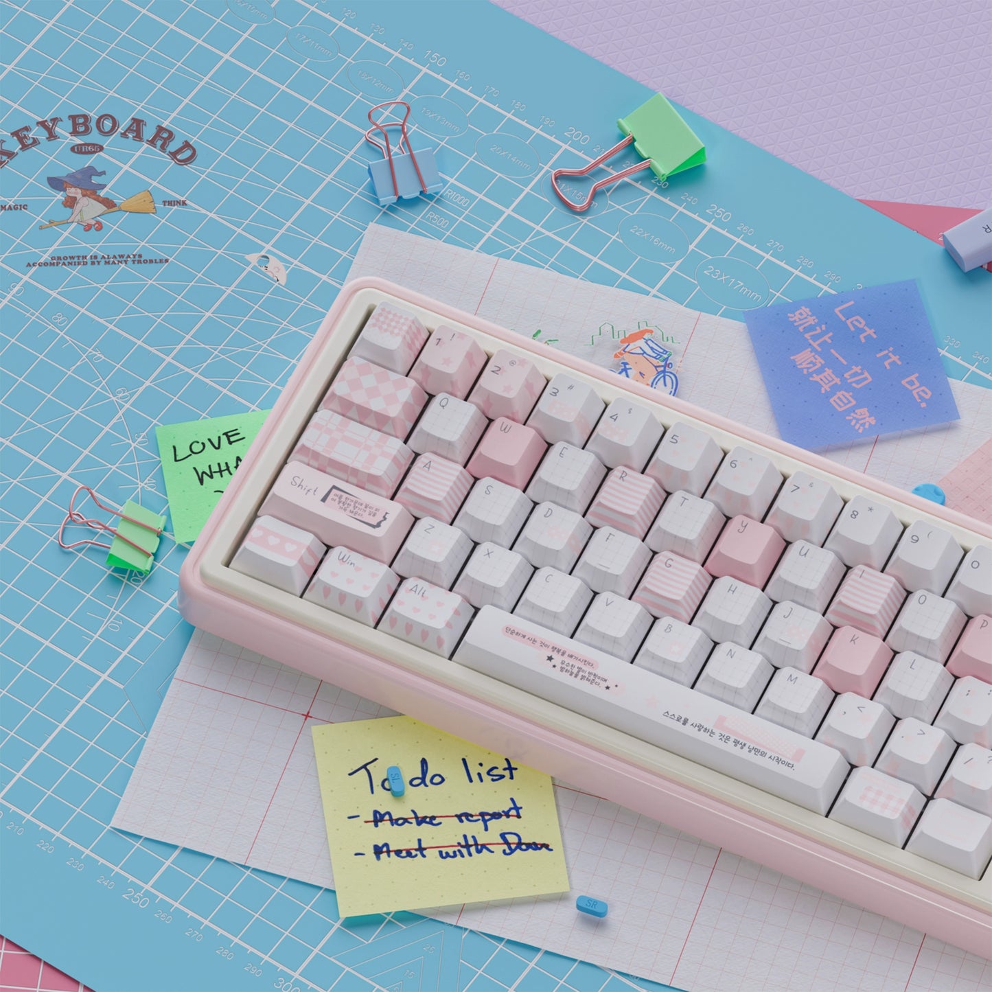 UR65 Blue/Pink/Red Mechanical Customized Keyboard (Tri-mode Gasket Hot Swap RGB Support QMK/VIA)