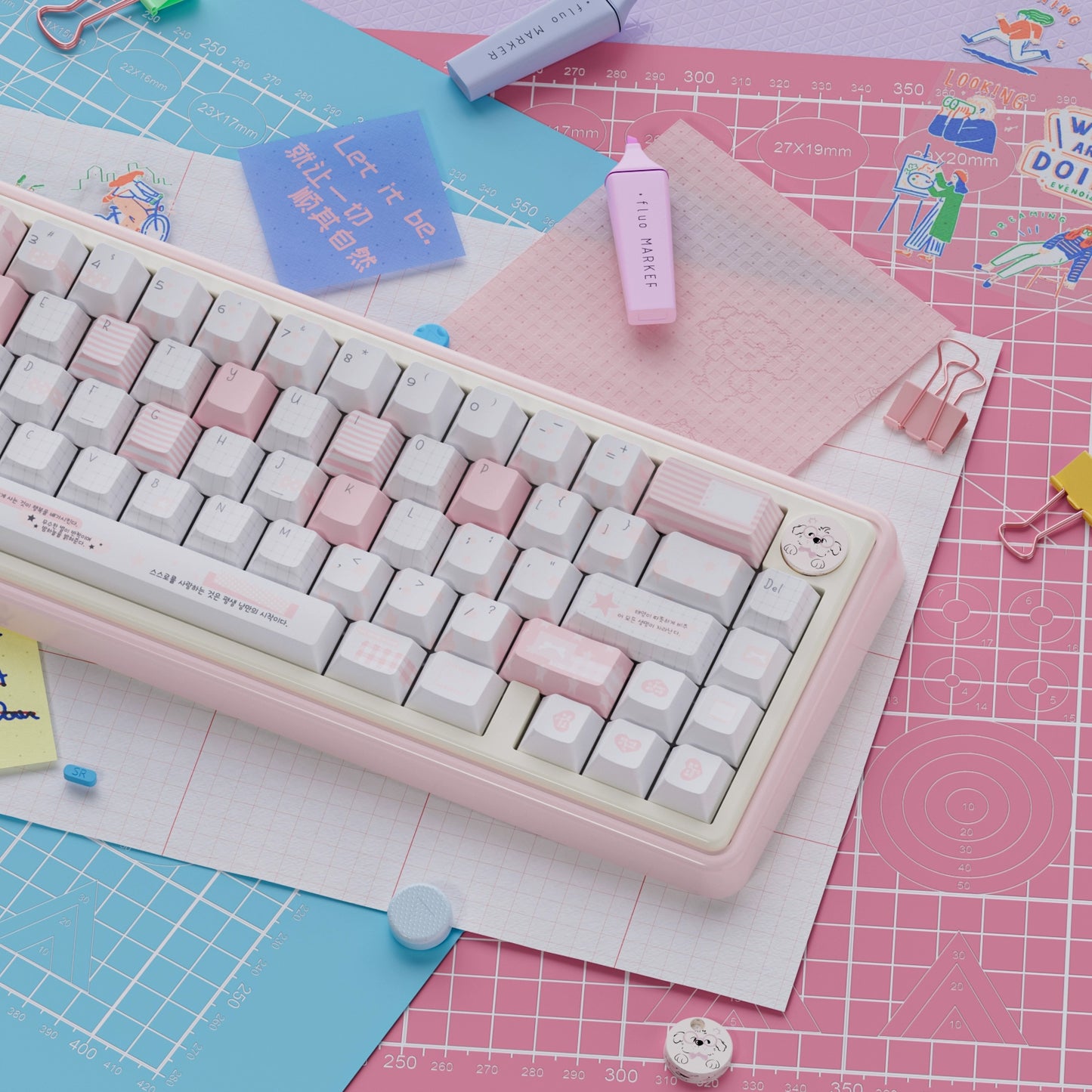 UR65 Blue/Pink/Red Mechanical Customized Keyboard (Tri-mode Gasket Hot Swap RGB Support QMK/VIA)