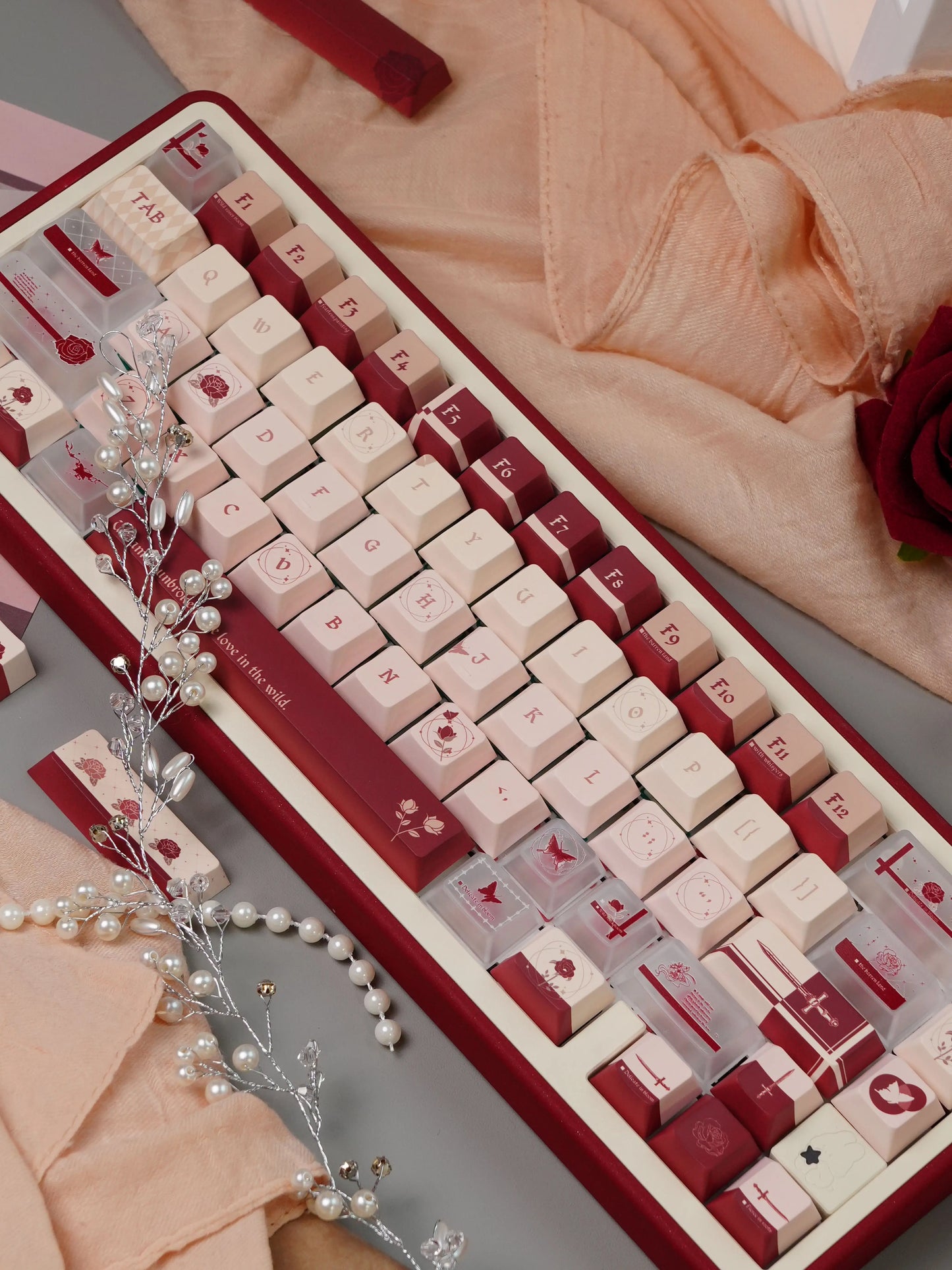 #0277 Wild Rose Keycap Retro Red Velvet Premium Designed By Miller