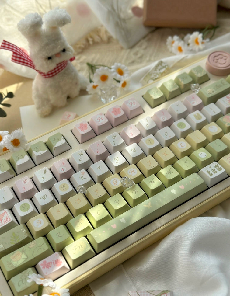 088 Spring Talks Light Pink Green Keycap Cherry Profile