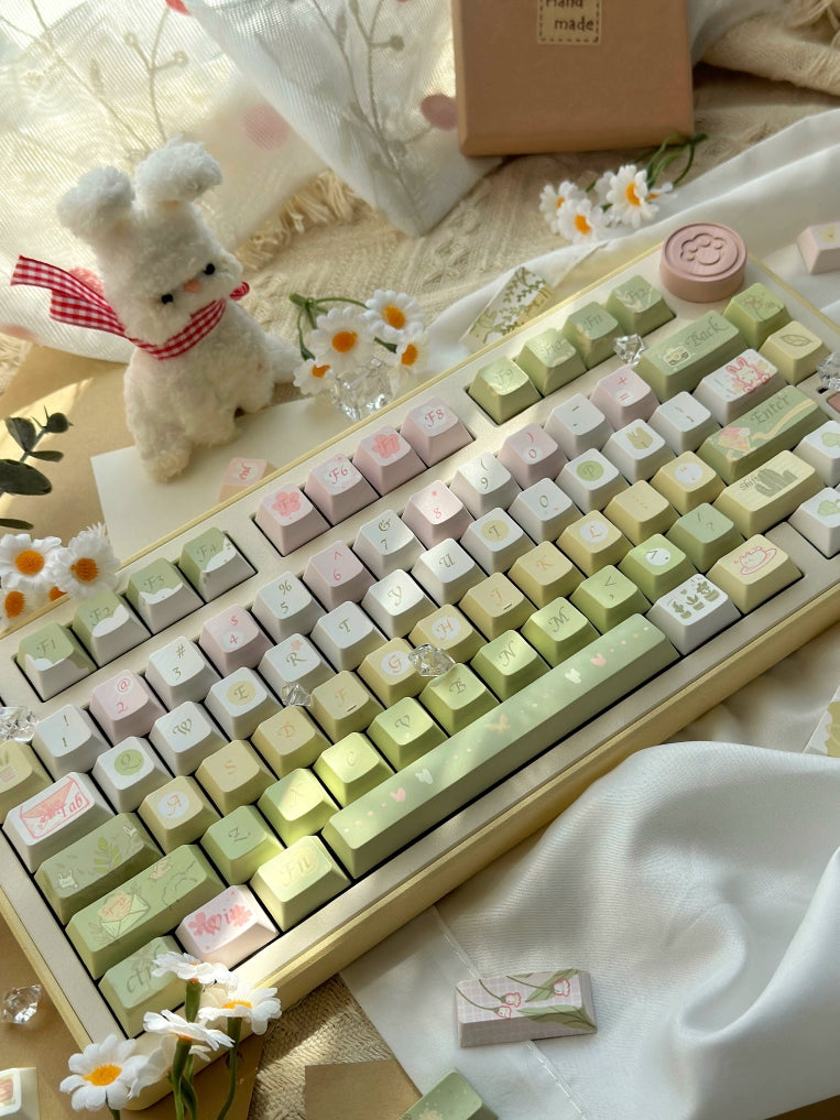 088 Spring Talks Light Pink Green Keycap Cherry Profile