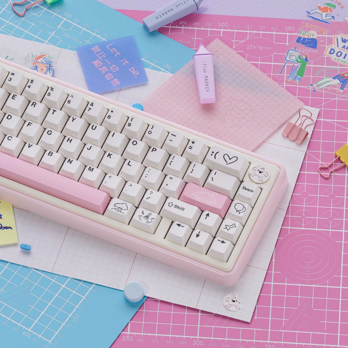 UR65 Blue/Pink/Red Mechanical Customized Keyboard (Tri-mode Gasket Hot Swap RGB Support QMK/VIA)