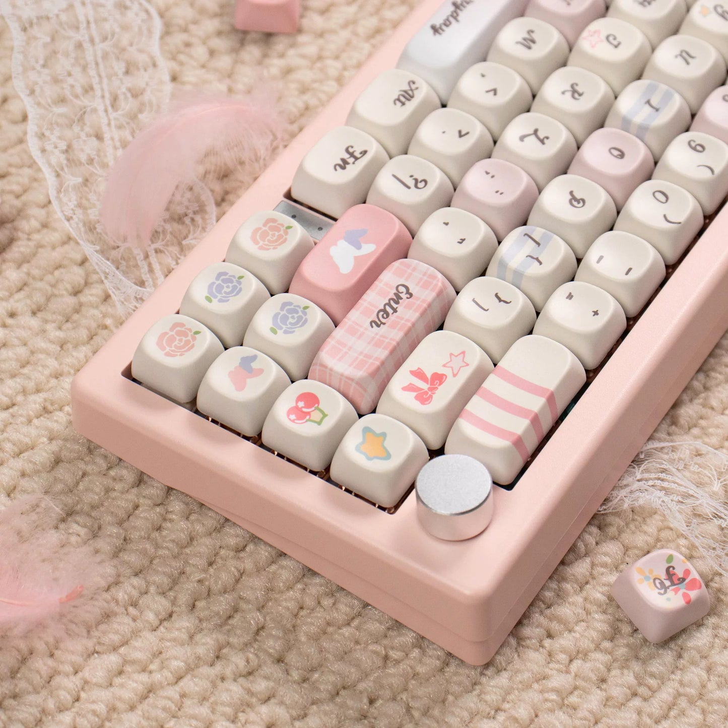 043 Pastel Pink Blue Grids Garden Keycap Cherry/ MOA Profile 152 keys BeeFun design