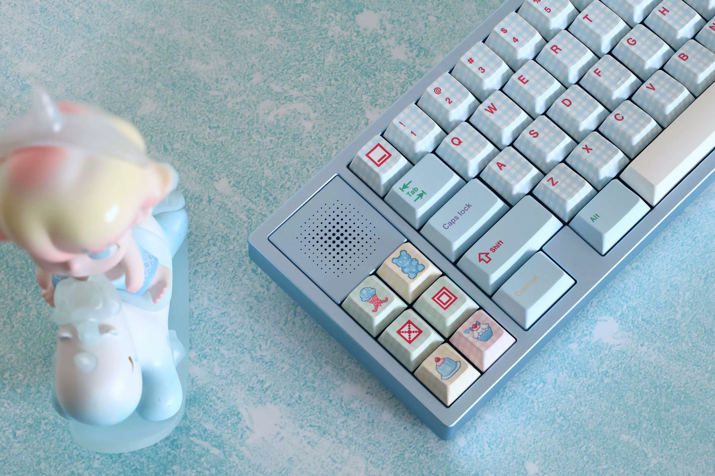 #0242 Showa Dessert Cream Soda Pastel Grid Keycaps Designed By Keyria Labs