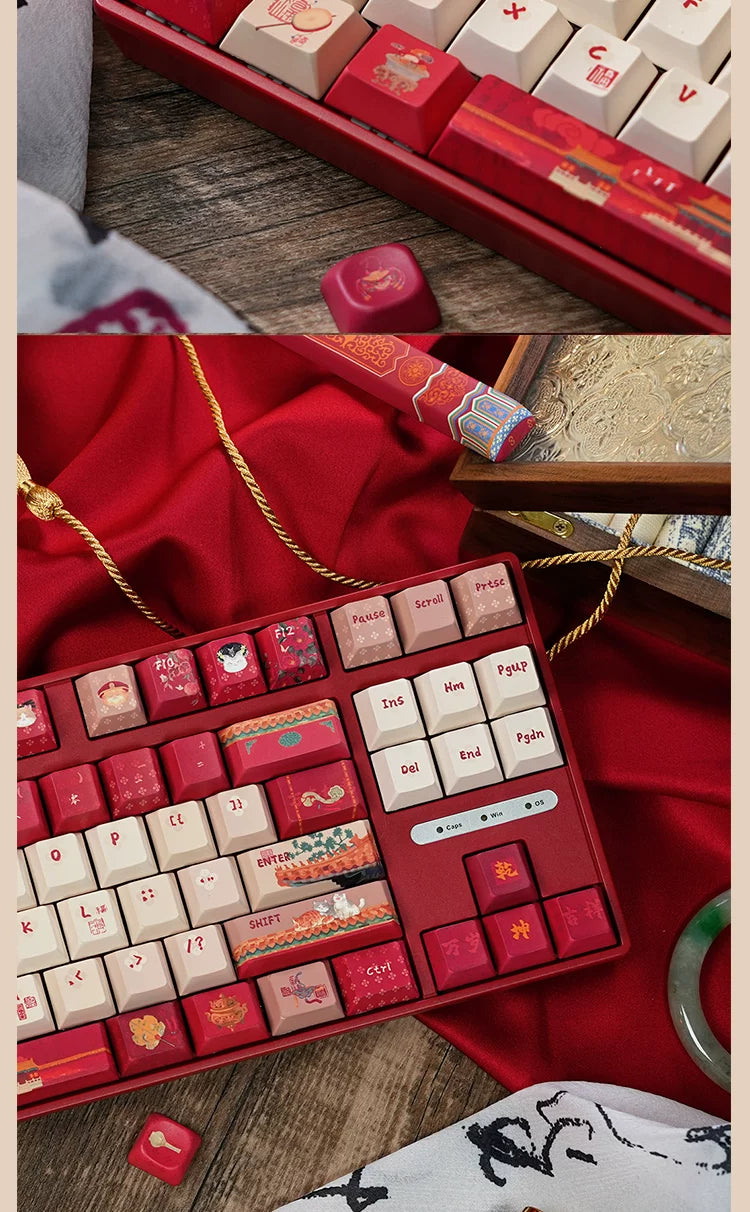 #0268 Red Forbidden City Cat Keycap Cherry/FOA Profile (not Including Keyboard)