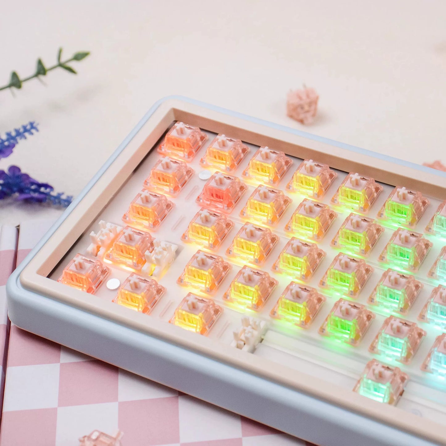 UR65 Blue/Pink/Red Mechanical Customized Keyboard (Tri-mode Gasket Hot Swap RGB Support QMK/VIA)