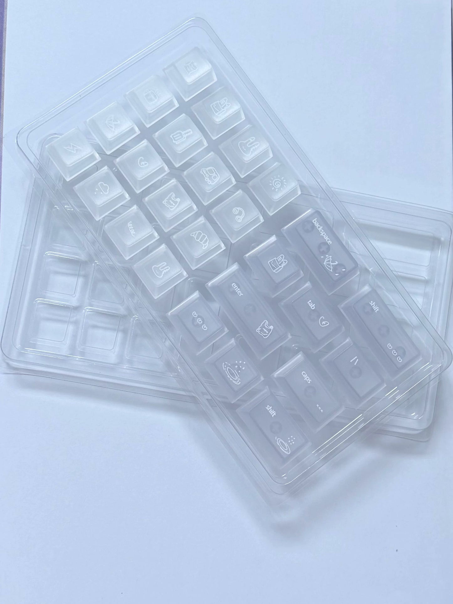 #0296 Minimalist Pale Blue White & Gray Keycap Set – Retro Japanese Style PBT Keycaps for Mechanical Keyboards Designed By Mochi Lab