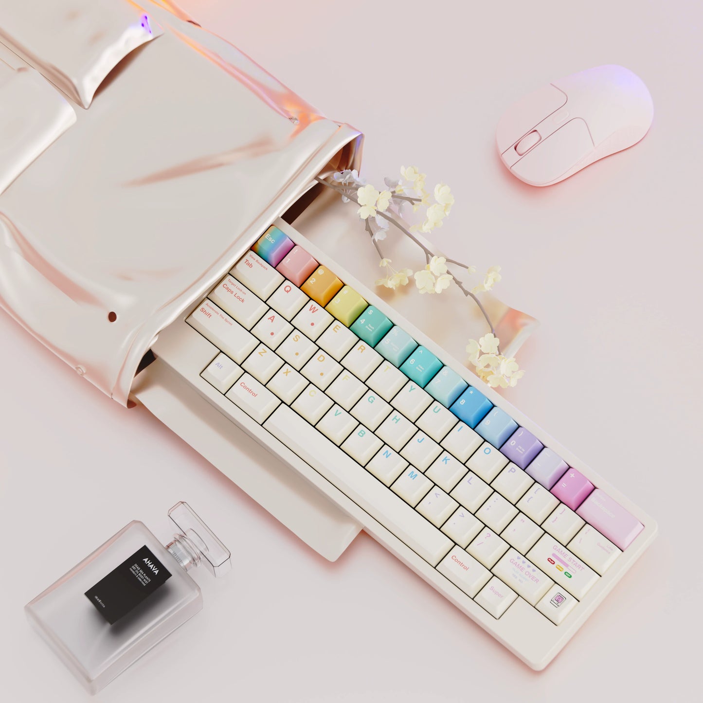 #0252 Loerent Fingertip Dancer - Macaron Color Scheme PBT Keycaps Cherry Profile (not Including Keyboard)
