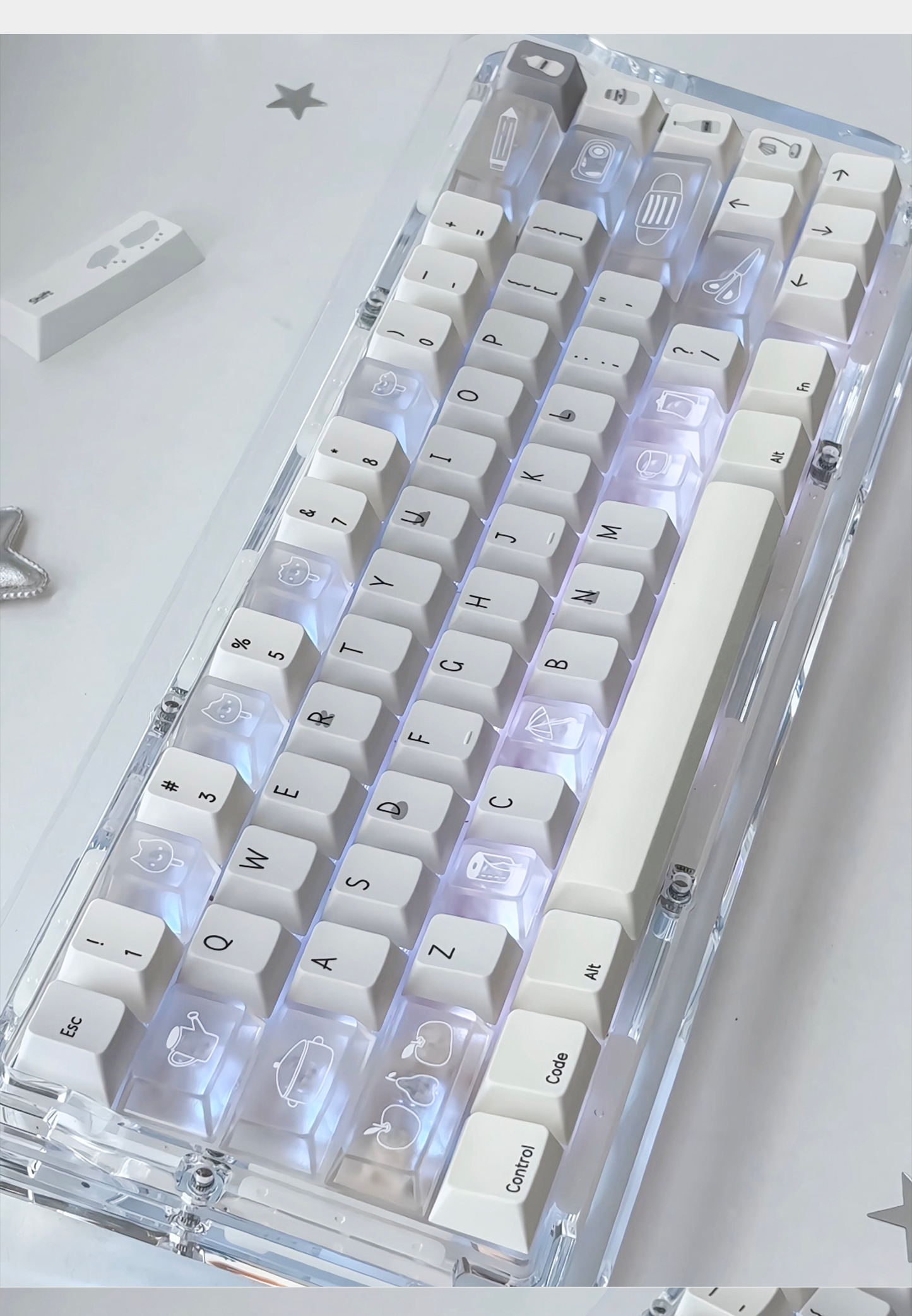 #0280 Cream Sticky Notes Simple and Milk White Pale Gray Keycap Cherry Profile