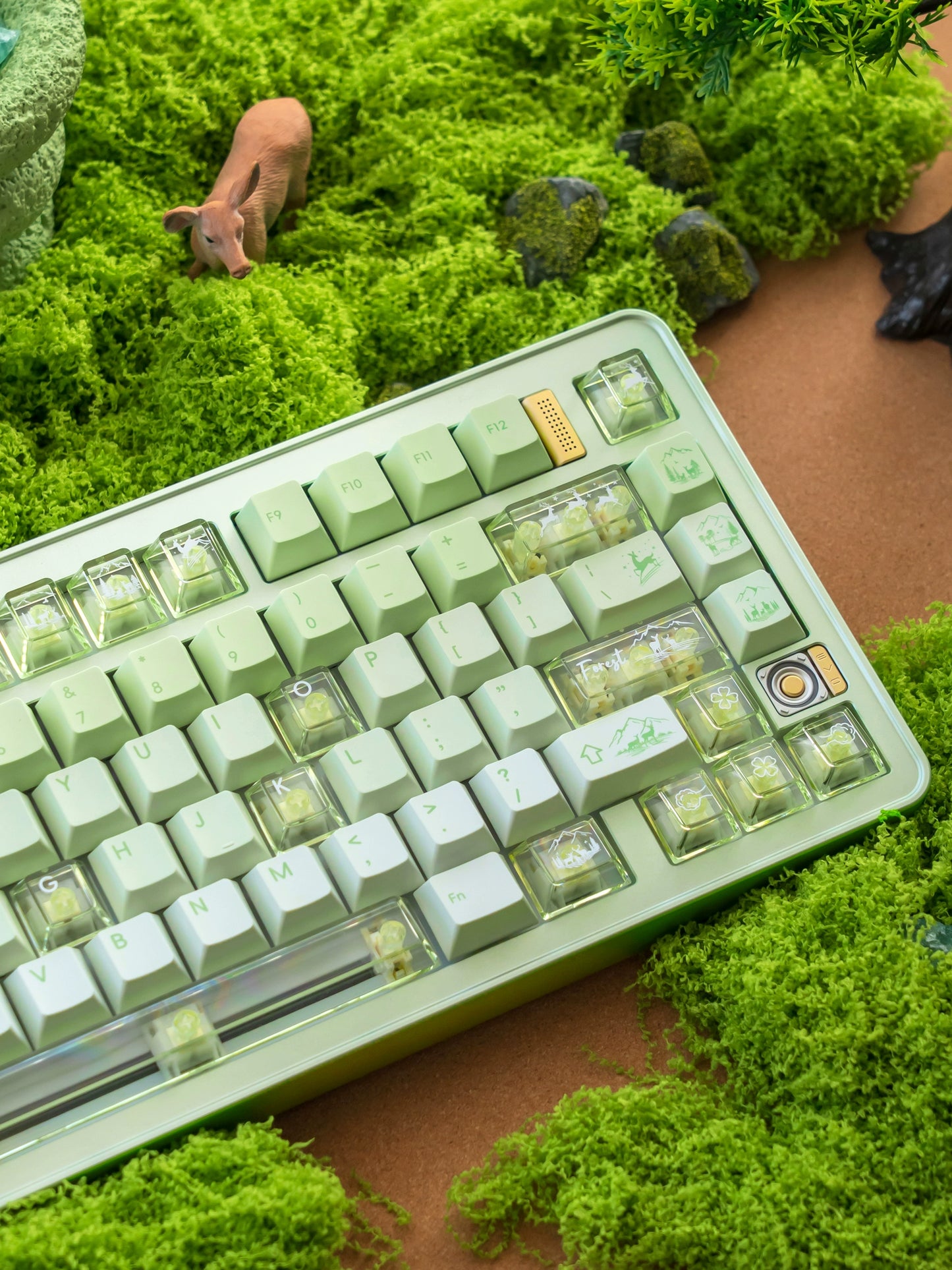 #0216 Fresh Green Dearwood Whisper Keycap Set Cherry Profile PBT146+PC115  （not including keyboard）