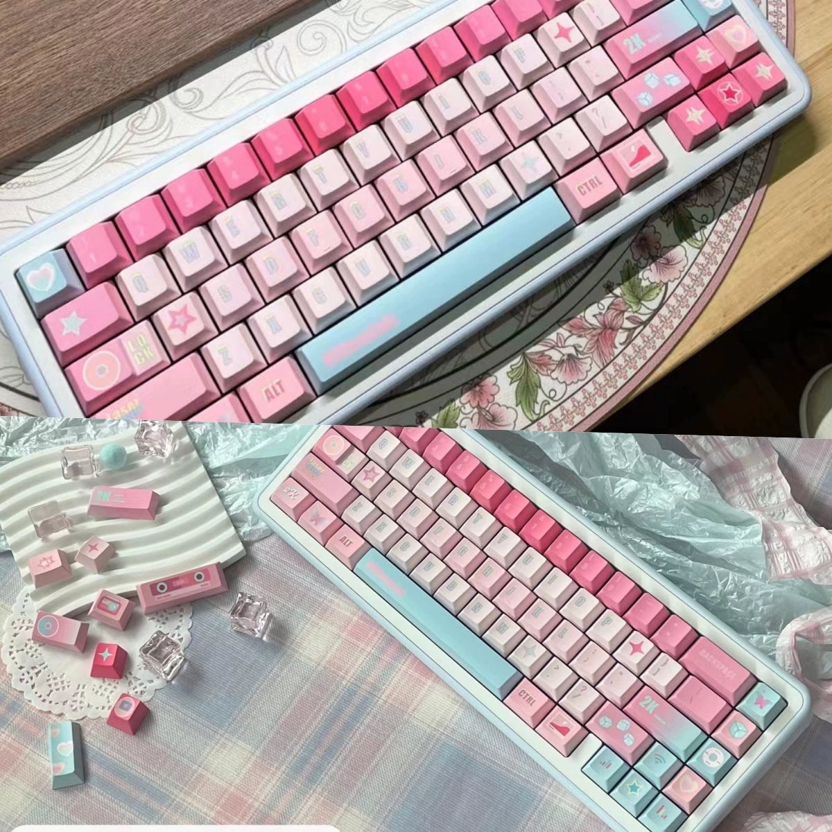 095 Millennial Girl Y2k Style Pink and Blue Keycaps Cherry Profile