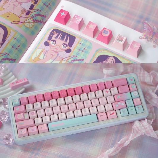 095 Millennial Girl Y2k Style Pink and Blue Keycaps Cherry Profile