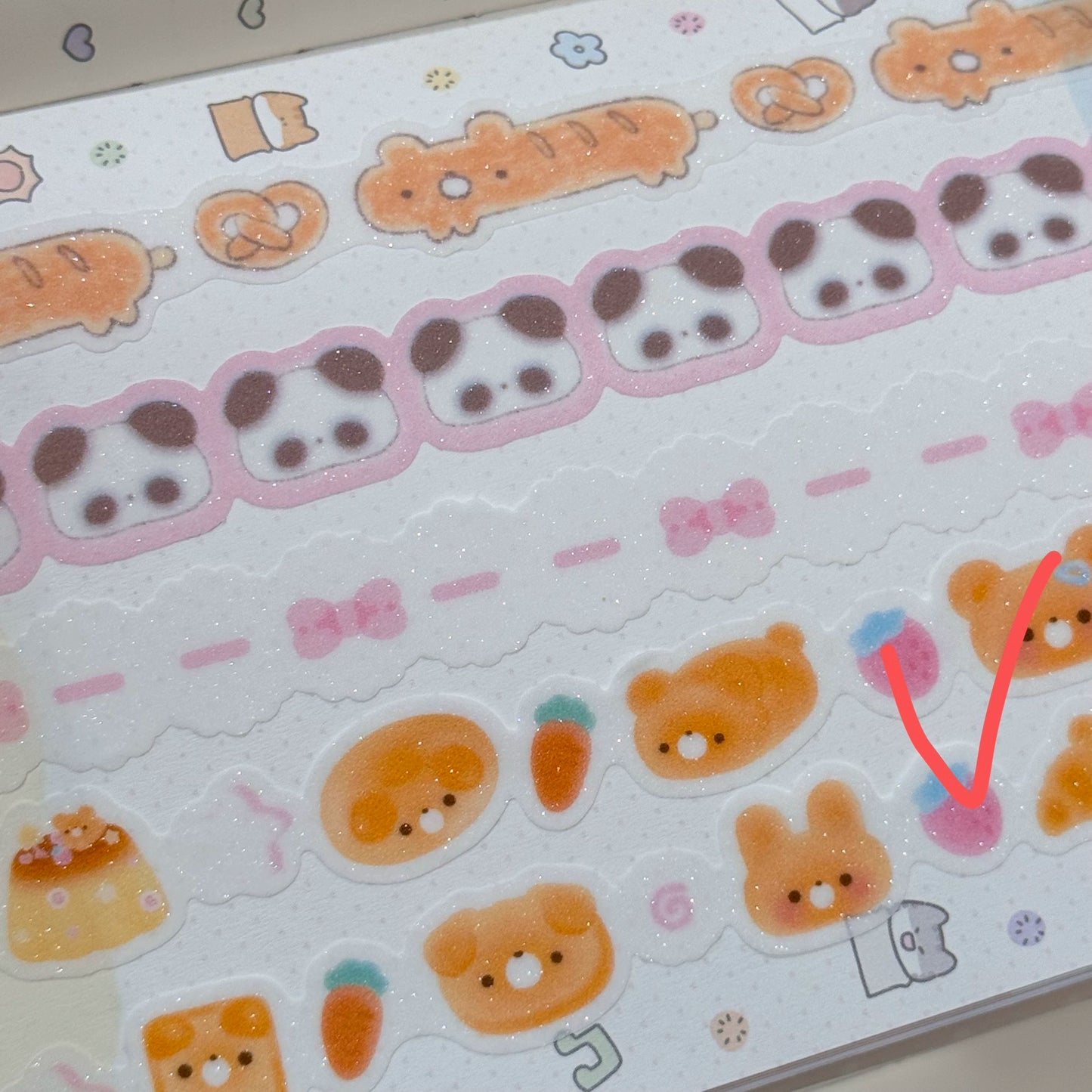 TUUO Cute Bear /panda /bowtie/ Bread Shaped Shiny Adhesive Matte Decorative Tape Stickers for Bullet Journal / Planner