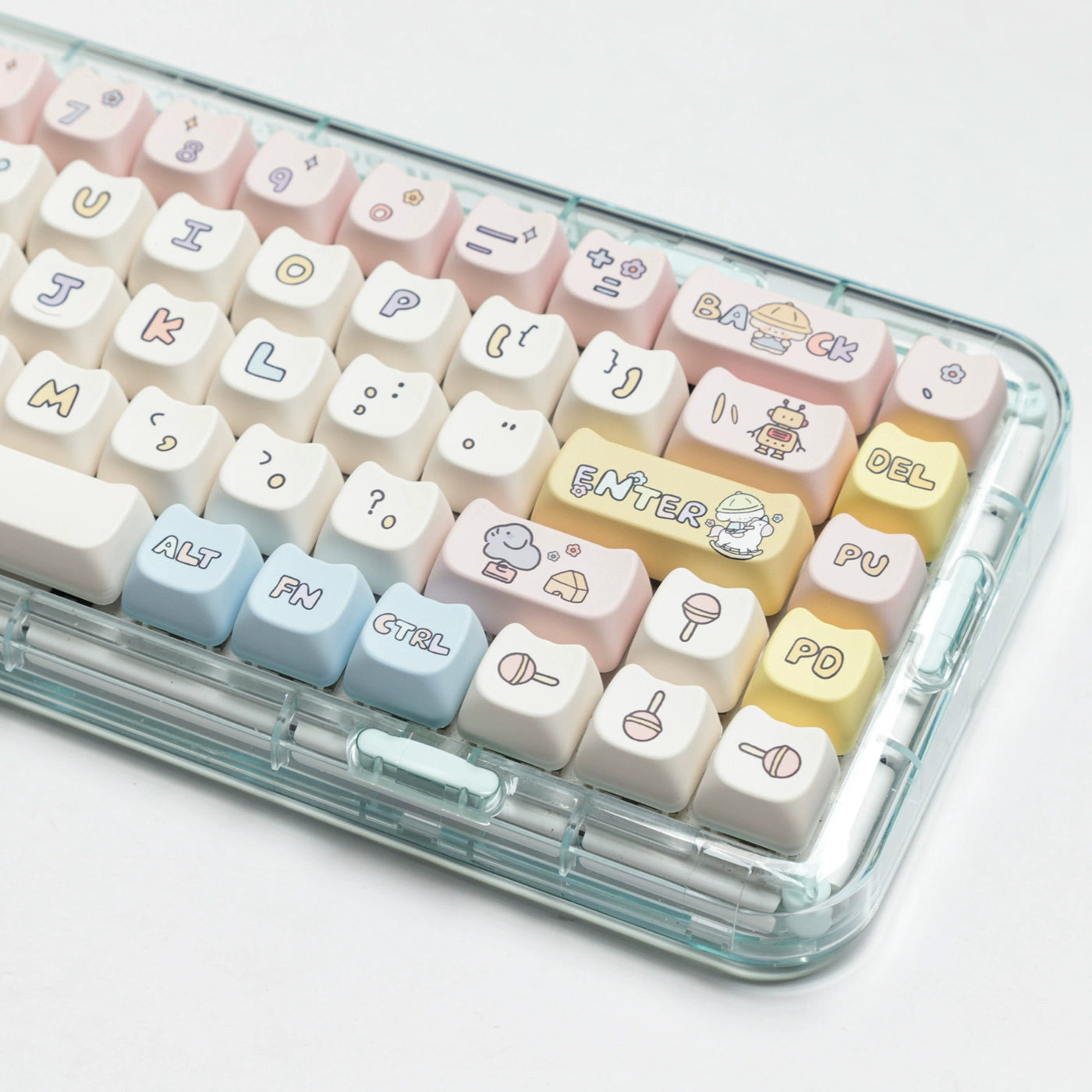 Pastel Blue Pink and Yellow Baby Puppy MOA Profile Keycaps 138 Keys