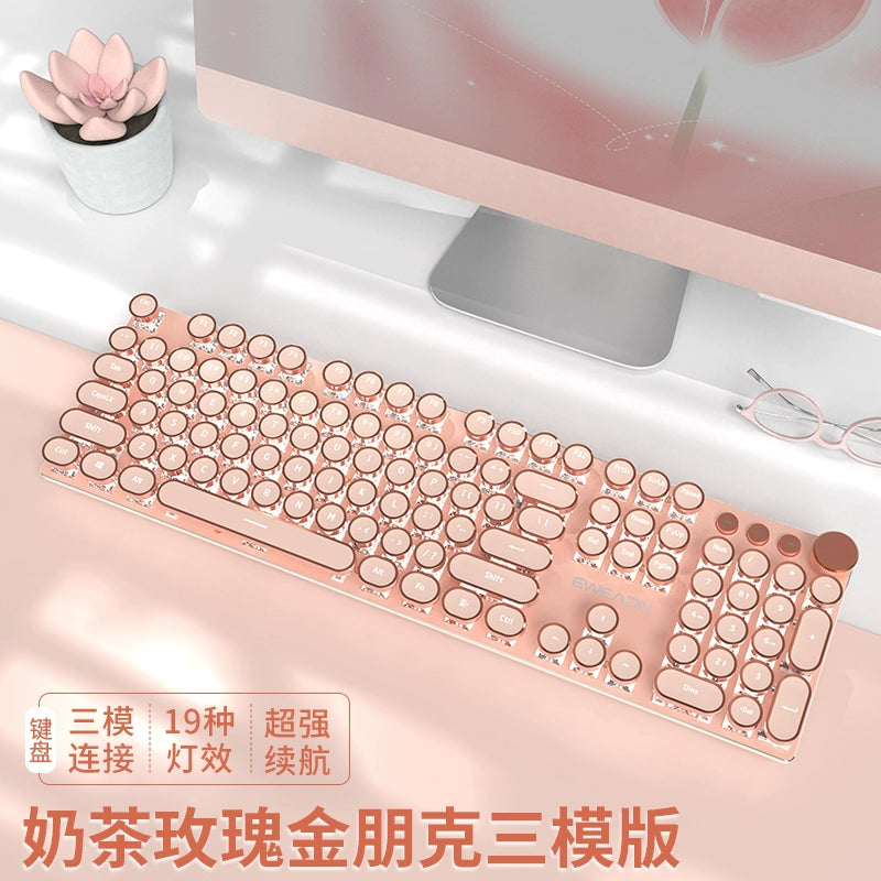 TK950 Wireless Bluetooth Tri-mode Mechanical Keyboard and Mouse Suit Punk Retro Typewriter Style