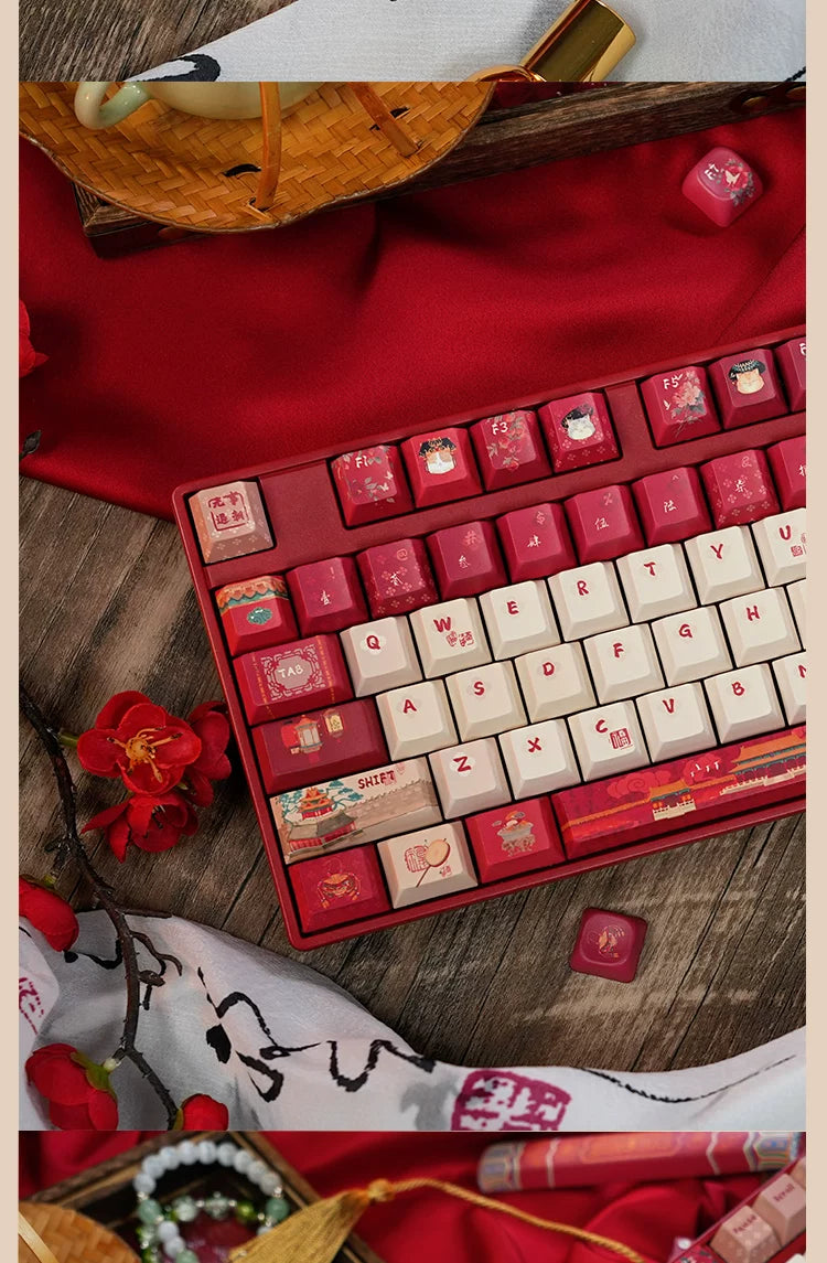 #0268 Red Forbidden City Cat Keycap Cherry/FOA Profile (not Including Keyboard)