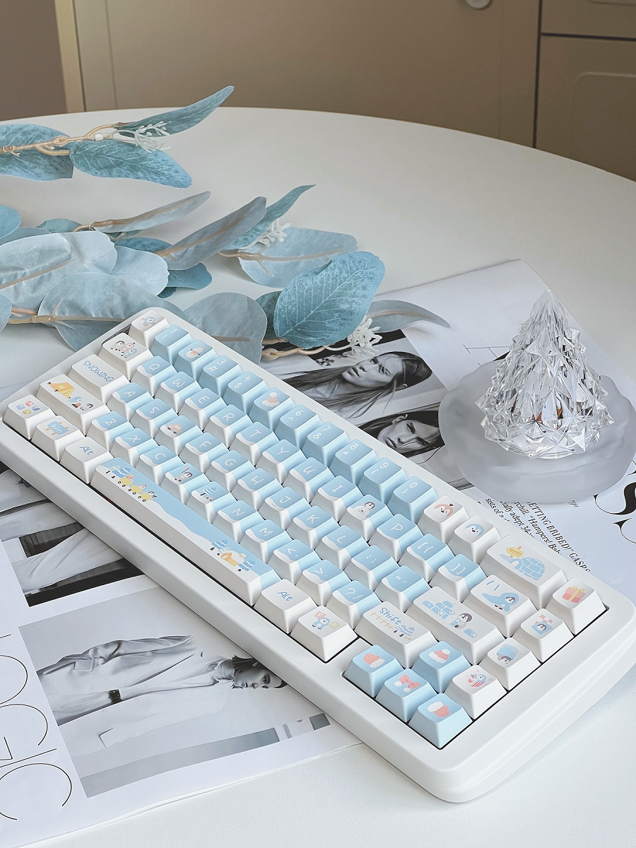 Pastel Blue Snow Little Penguin SOA Keycap Designed By MoCoo Studio