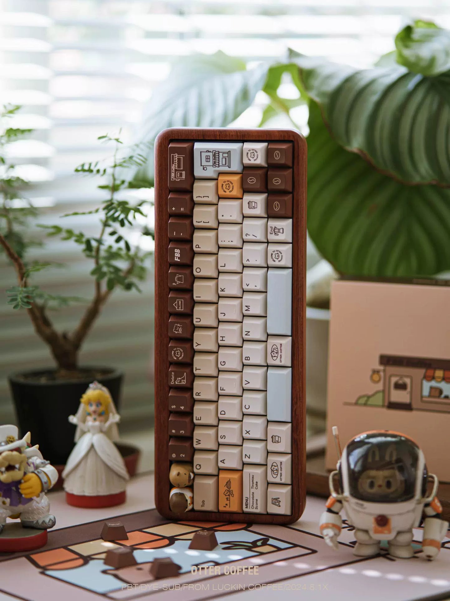 049 Cute Otter Coffee Brown Beige Kapibara Keycaps Cherry Profile FBB Designed 145 Keys 1.6mm Thickness