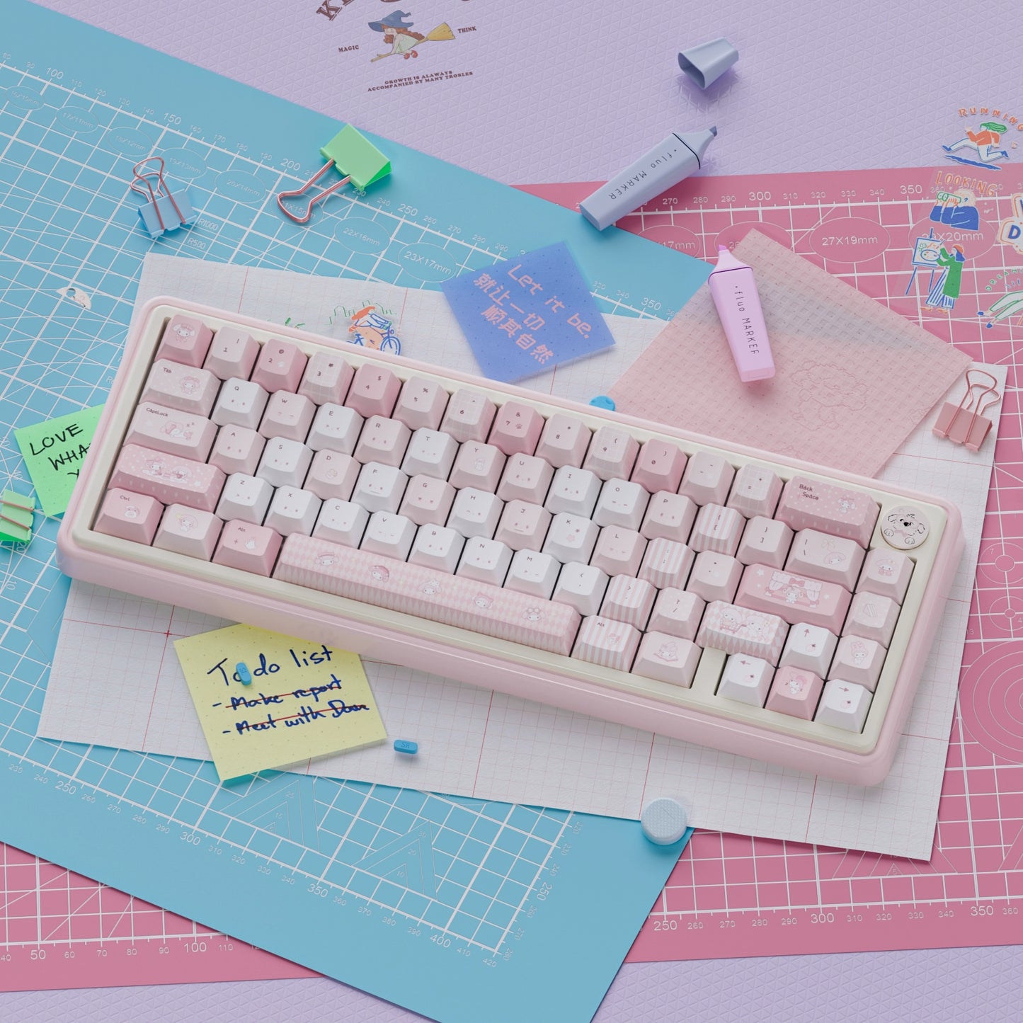 UR65 Blue/Pink/Red Mechanical Customized Keyboard (Tri-mode Gasket Hot Swap RGB Support QMK/VIA)