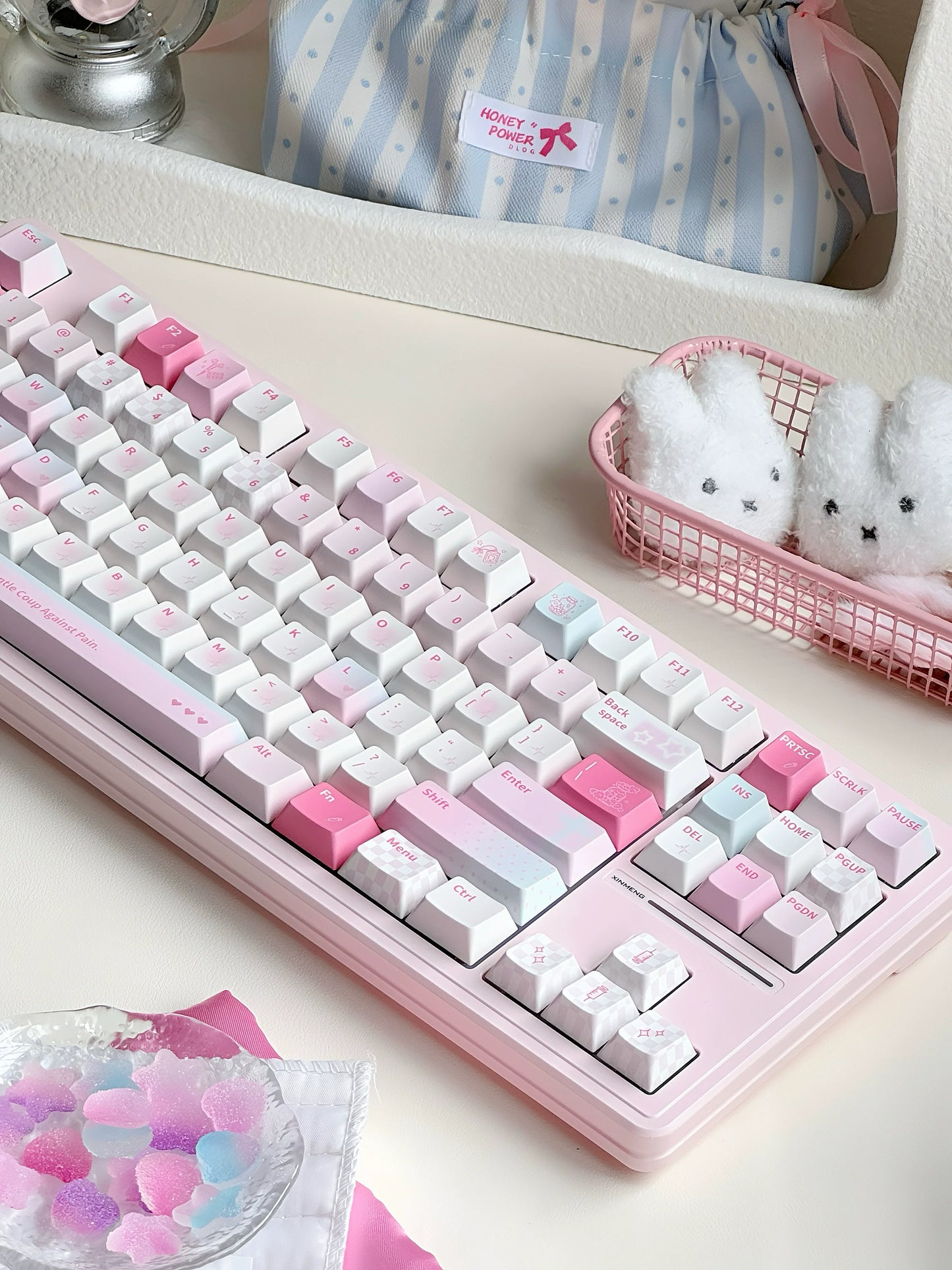 #0287 Anesthetic Cute Cure Light Blue Pink Keycap Cherry Profile Designed By Bluebird