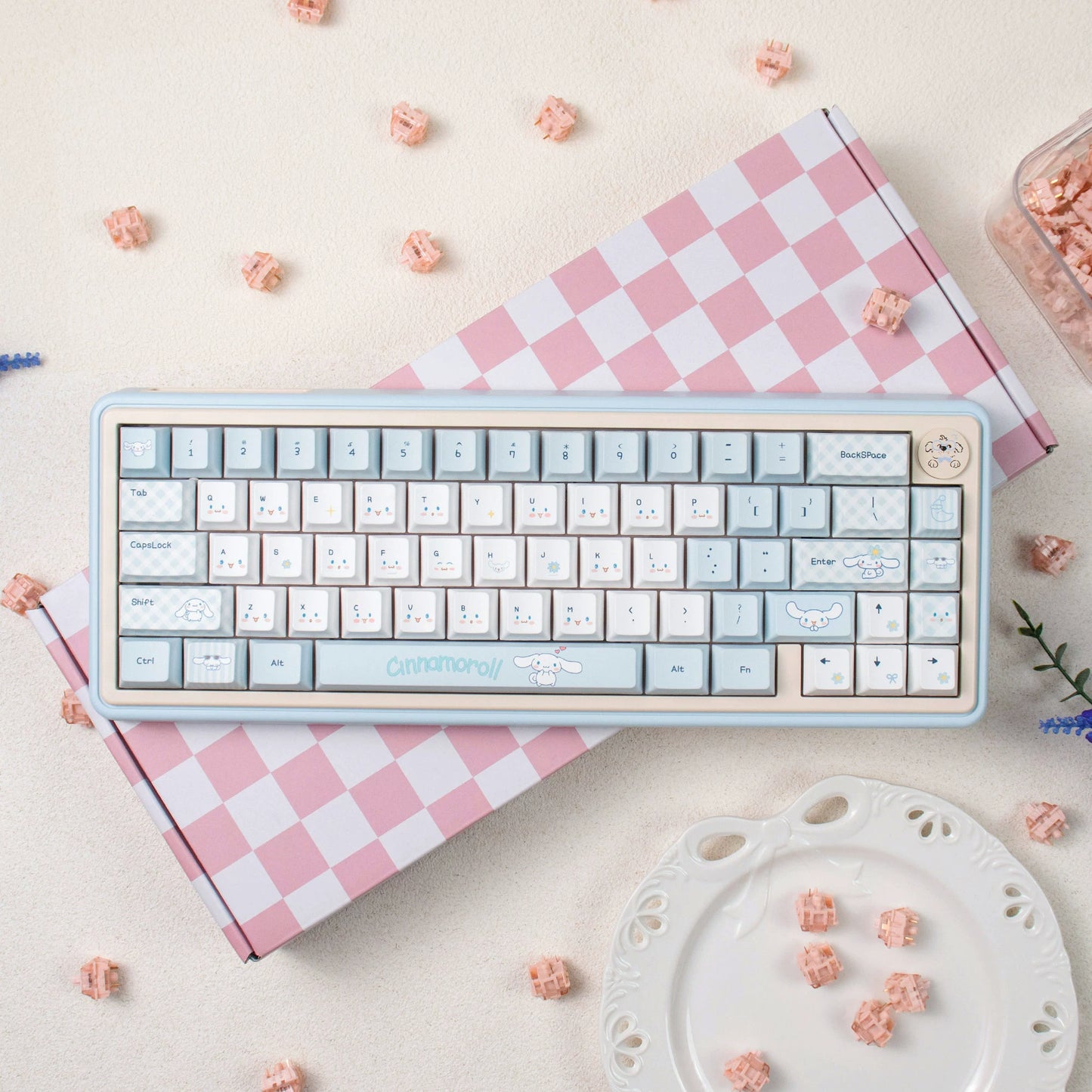 UR65 Blue/Pink/Red Mechanical Customized Keyboard (Tri-mode Gasket Hot Swap RGB Support QMK/VIA)
