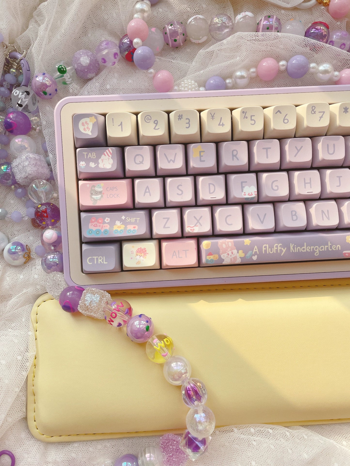 030 Plush Kindergarten Pastel Purple Pale Yellow FDA Profile Keycaps Cream Island Studio Design