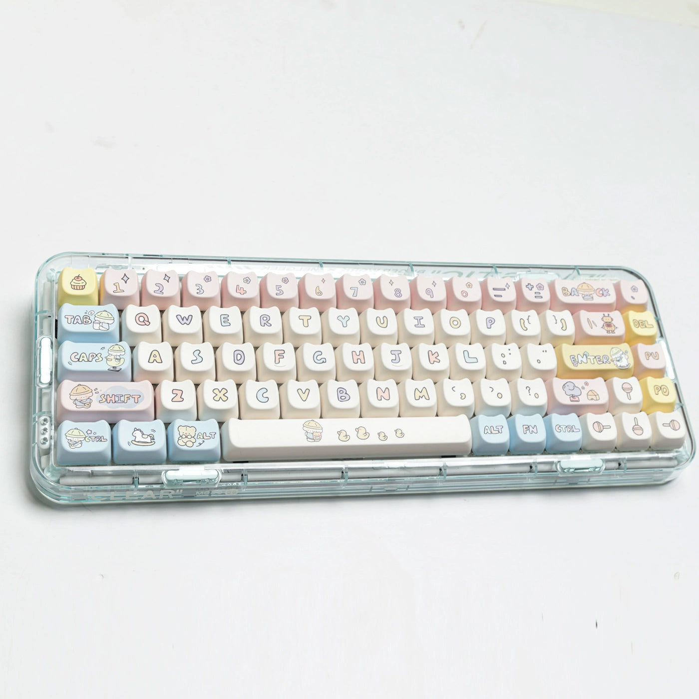 Pastel Blue Pink and Yellow Baby Puppy MOA Profile Keycaps 138 Keys