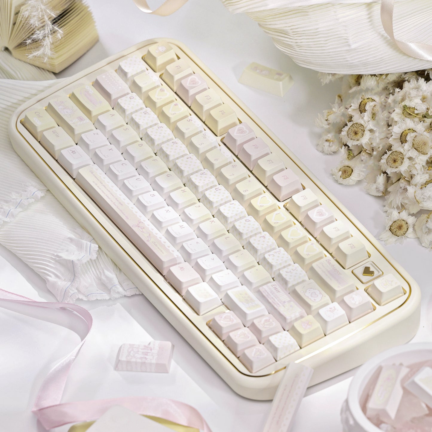 #0217 Summer Dream Fresh Cute Ballet Yellow Pink Keycap Designed By Bluebird(not including keyboard)