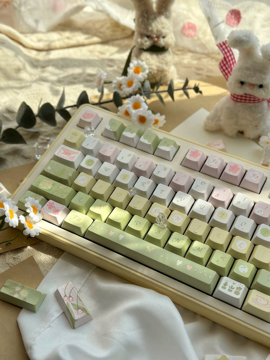 088 Spring Talks Light Pink Green Keycap Cherry Profile