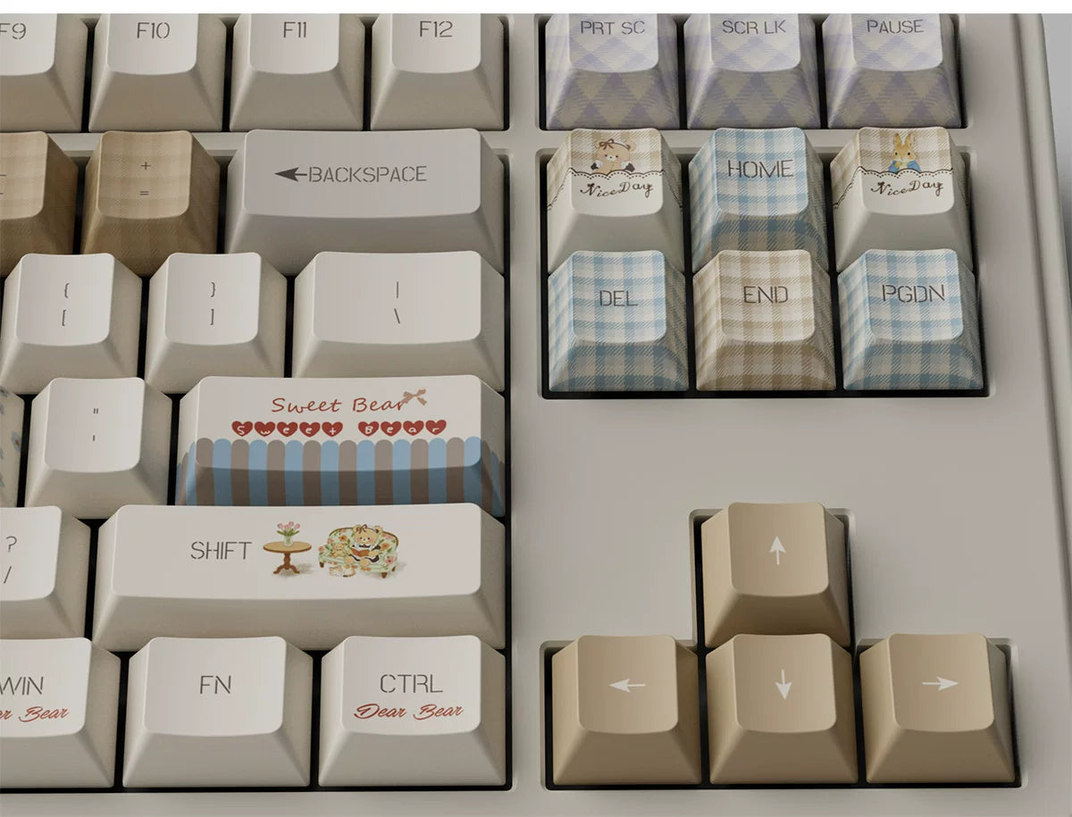 #0283 Milk Coffee Bear Cream Letter Tea Party Keycap Cherry Profile Designed By COLA