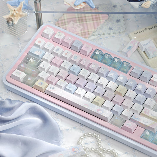 #0269 Pastel Seashell Jellyfish Pearls Keycaps With Foggy Pc Novelty Cherry Profile Designed By Miller