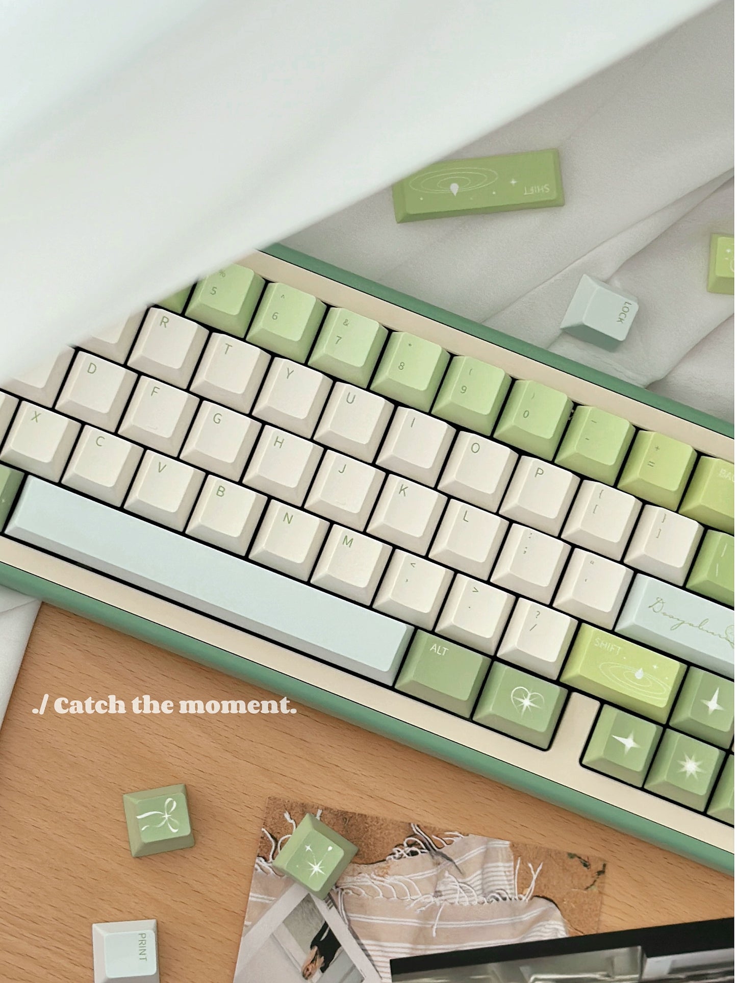 034 Sleepy Rain Simple Fresh Green Cherry Profile Keycaps 139 keys