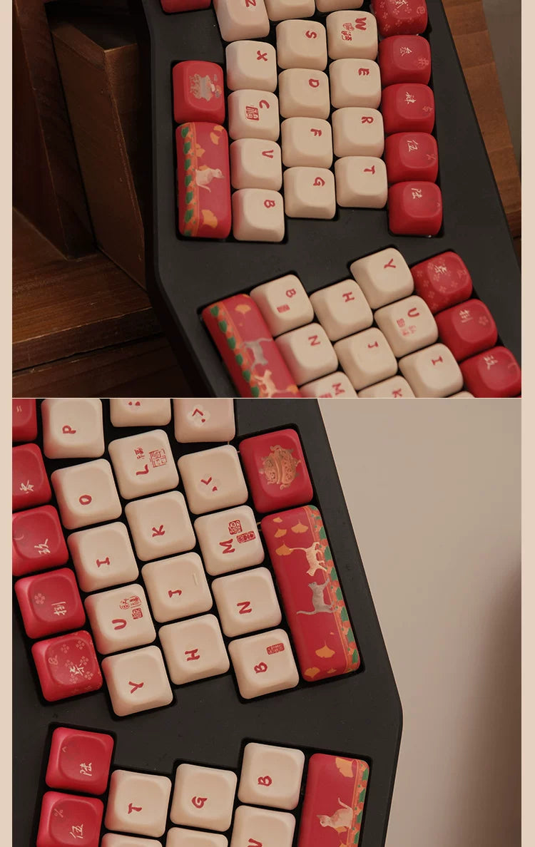 #0268 Red Forbidden City Cat Keycap Cherry/FOA Profile (not Including Keyboard)