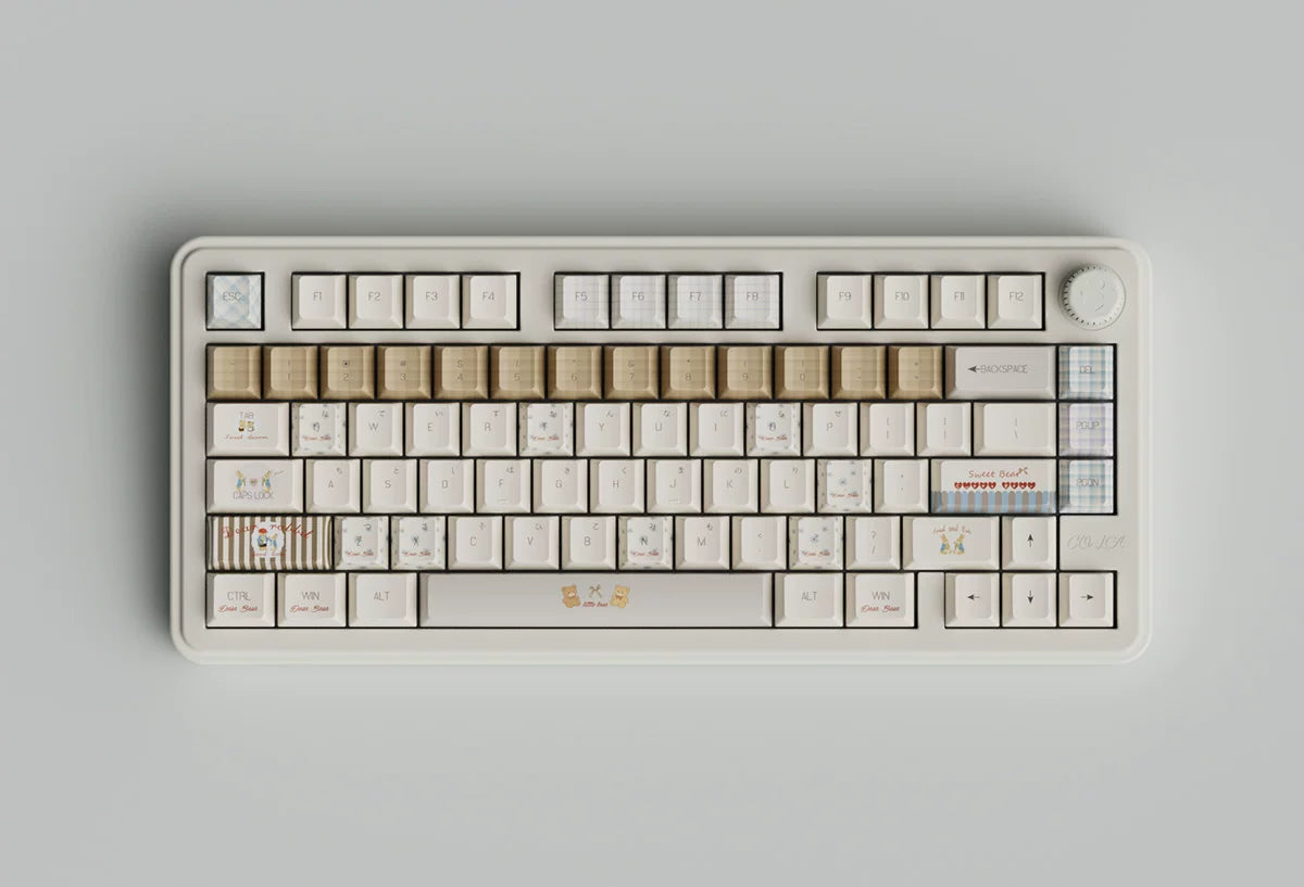 #0283 Milk Coffee Bear Cream Letter Tea Party Keycap Cherry Profile Designed By COLA