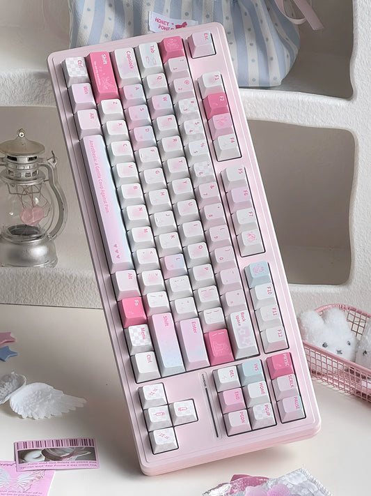 #0287 Anesthetic Cute Cure Light Blue Pink Keycap Cherry Profile Designed By Bluebird