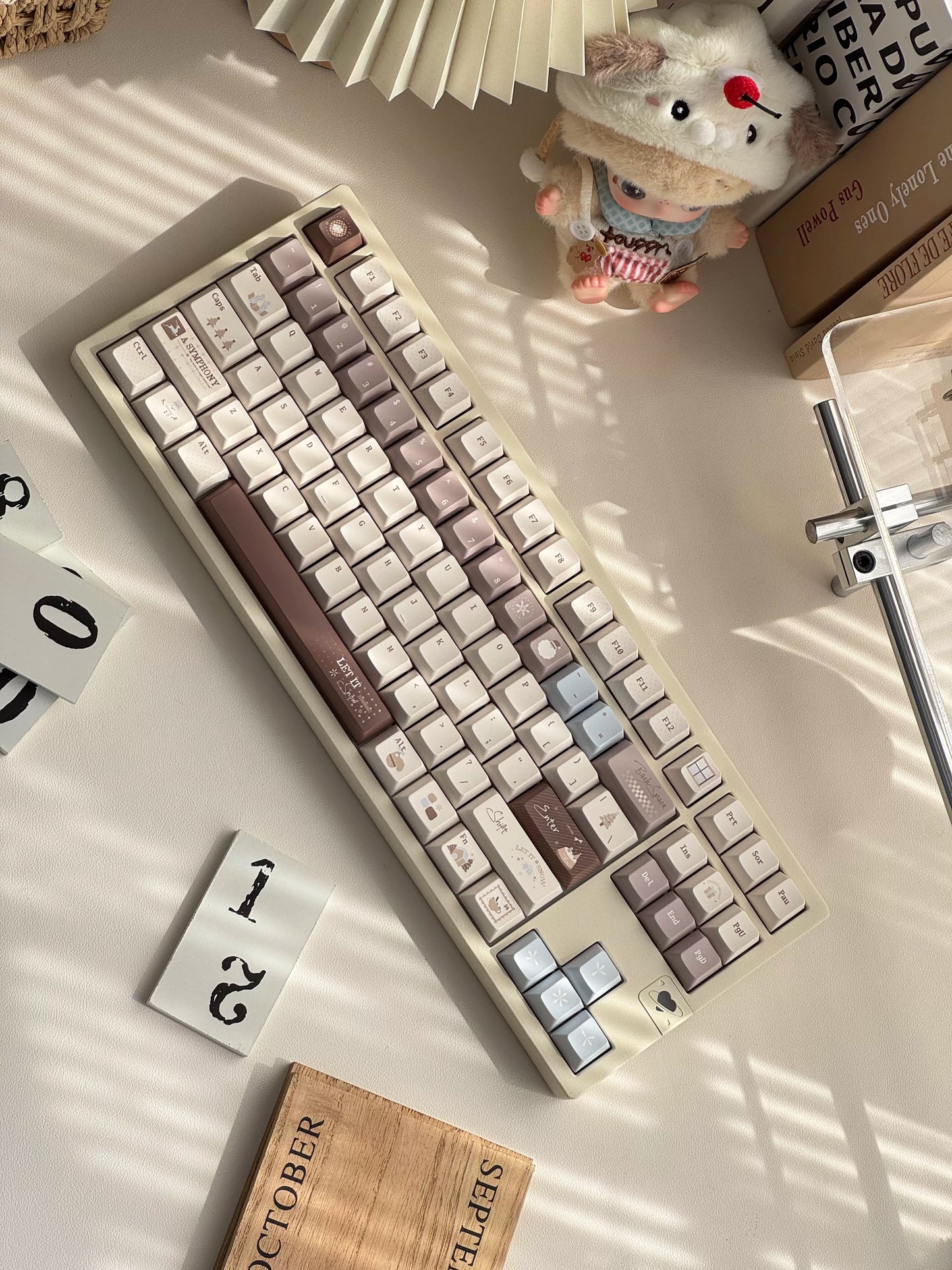 #0275 Snow Chestnut House Blue Coffee Light Saturated Colors Keycap Cherry Profile Designed By MoCoo