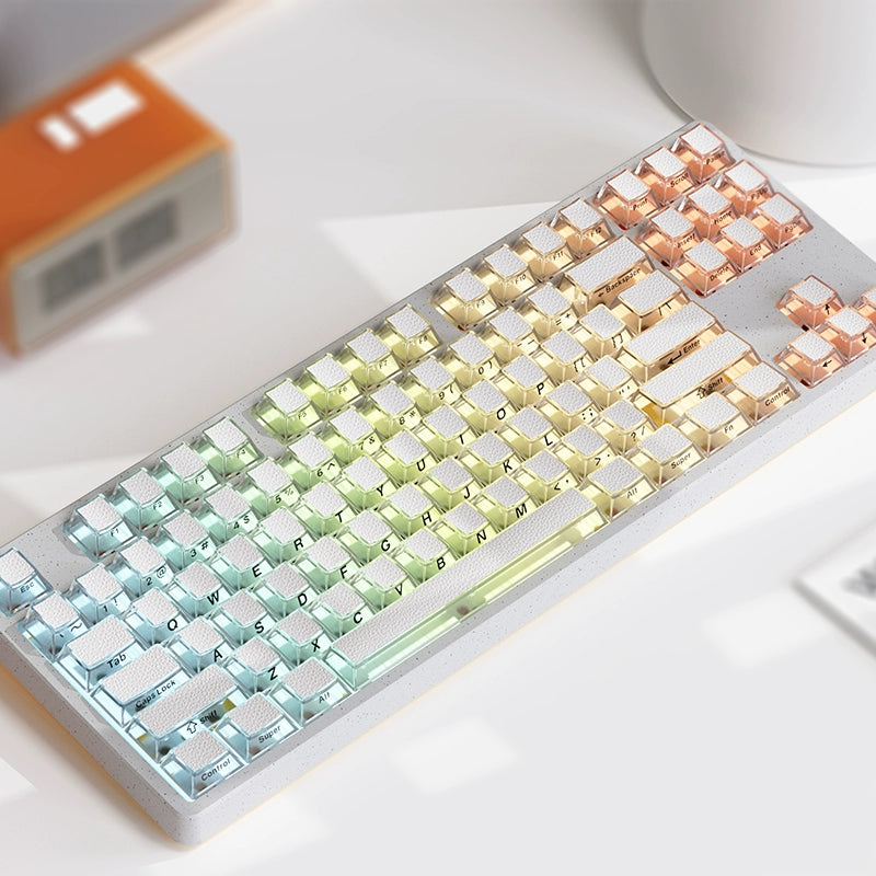 #0213 Leather Top Clear Keycaps Designed By OSHID（only keycaps not including keyboeard)