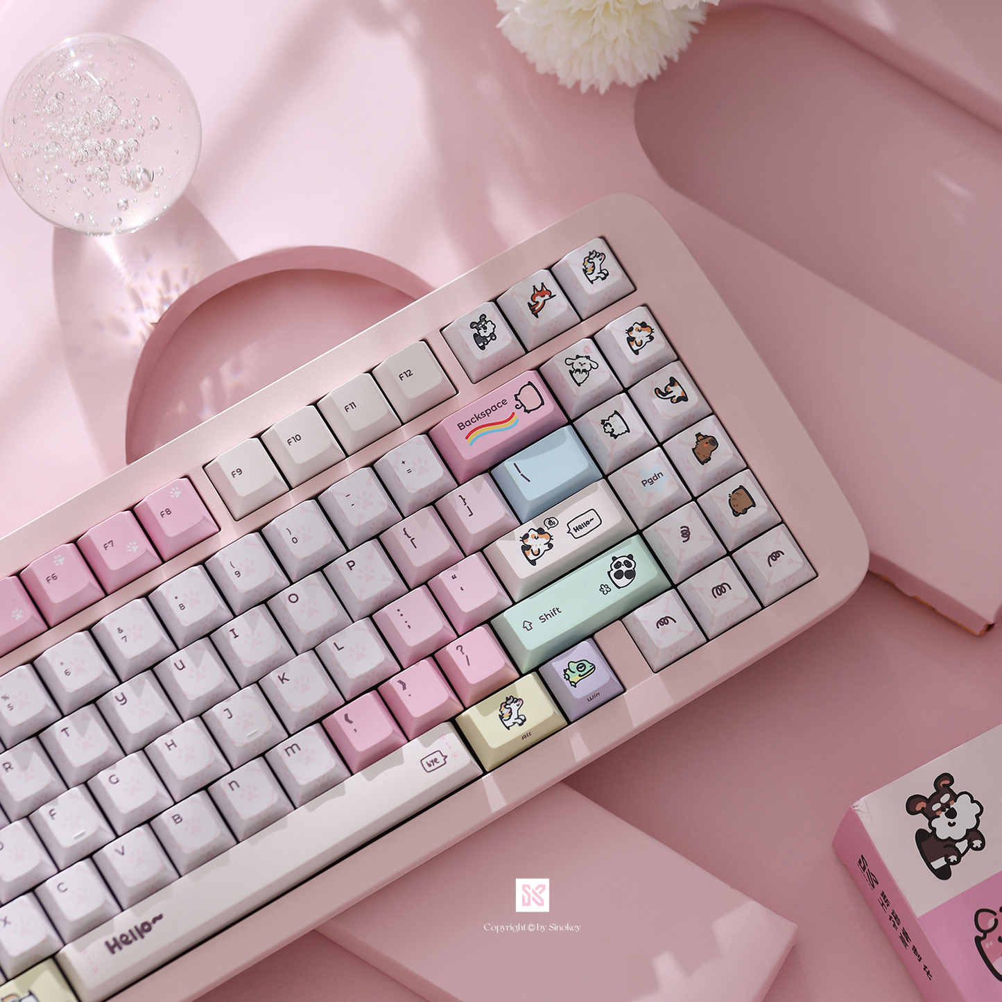 #0282 Cute Macaron Little Pet Keycaps Cherry Profile Designed By SINOKEY
