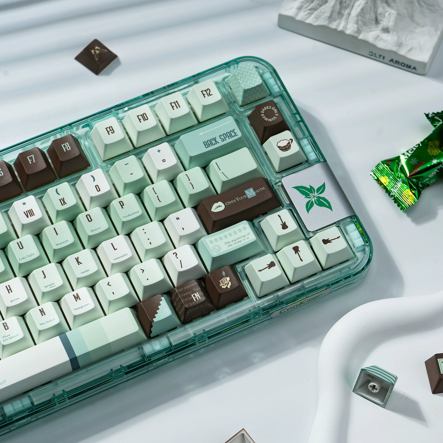 #0241 Mint Chocolate Mambo Keycap Green Brown Keycap Cherry Profile (not including keyboard)