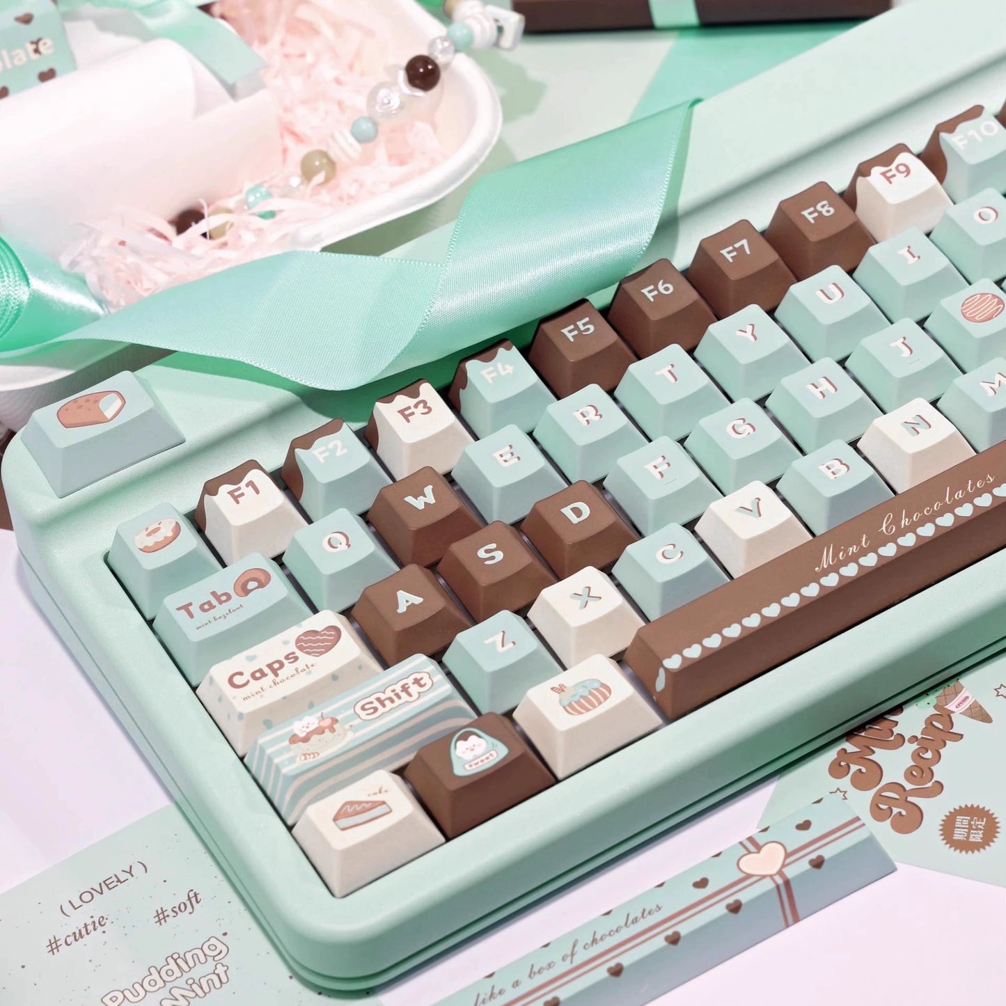 012 Mint Chocolate Keycaps Cherry Profile